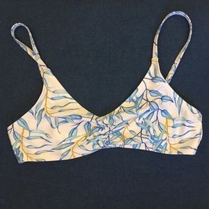 Blue and White Patterned Bikini Top